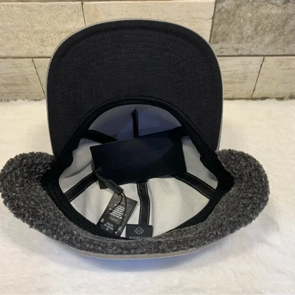 Harley-Davidson Men's Midwest Sherpa Ear Flap Fitted Hat-Grey 97677-23VM   7 1/4 - Picture 7 of 11